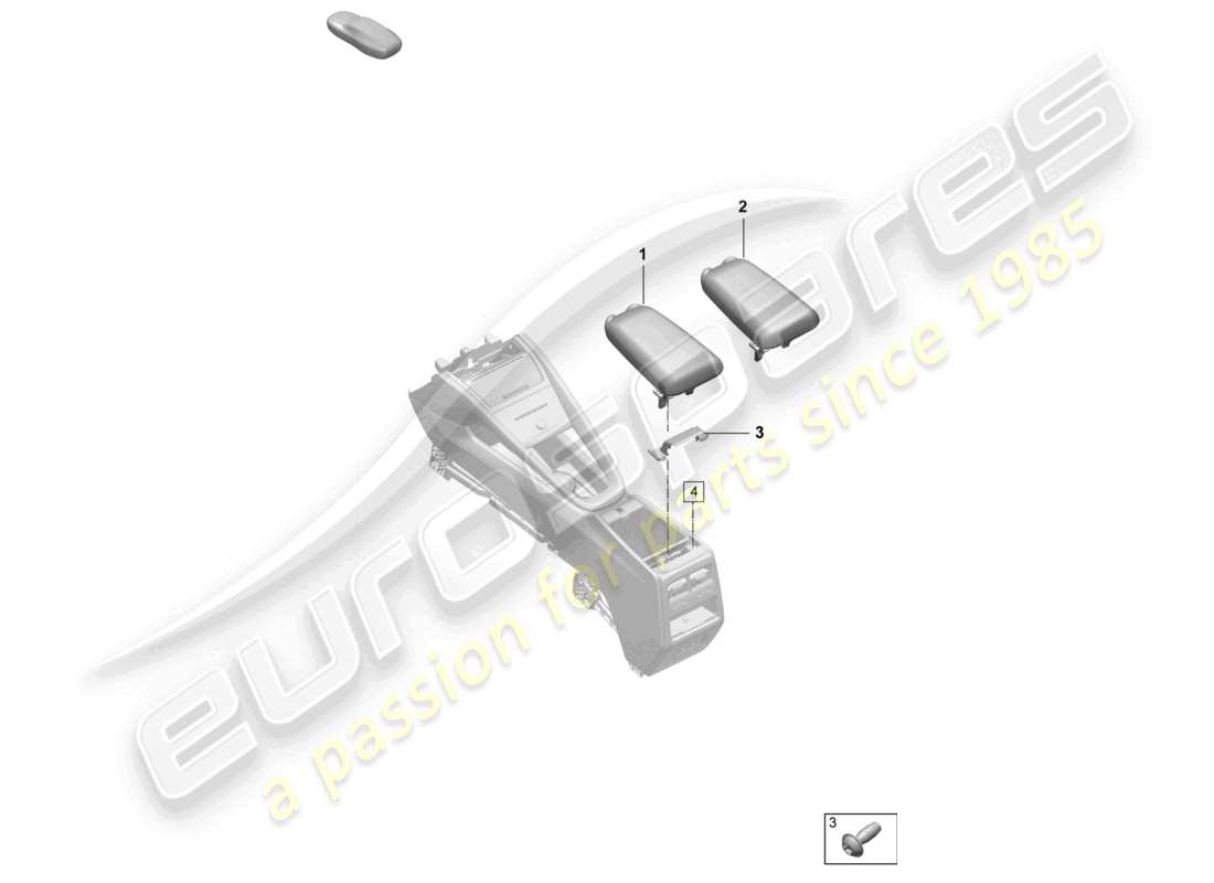 porsche 2024 (macan-e) schéma des pièces de l'inscription de l'accoudoir de la console centrale