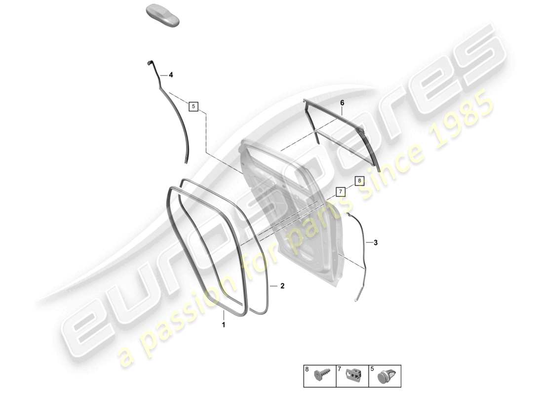porsche 2025 (cayenne e3 pa) joint de porte arrière accessoires coupé schéma des pièces