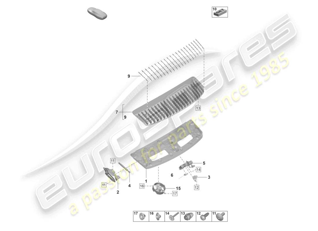 porsche 2023 (992-1) schéma des pièces du pack sport design pour hayon/couvercle de coffre