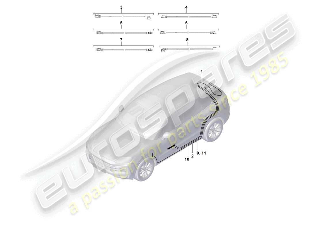 porsche 2026 (cayenne e3 pa) schéma des pièces de la ligne de connexion aérienne