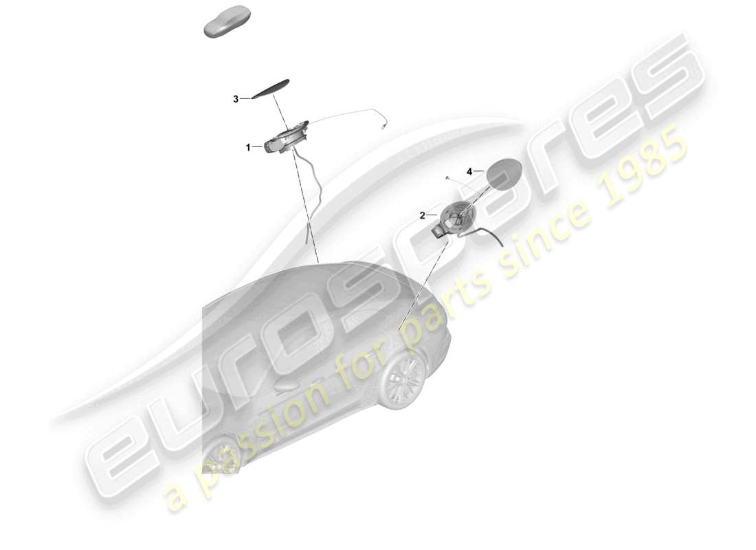 porsche 2025 (panamera 976) schéma des pièces du module de trappe de remplissage de carburant