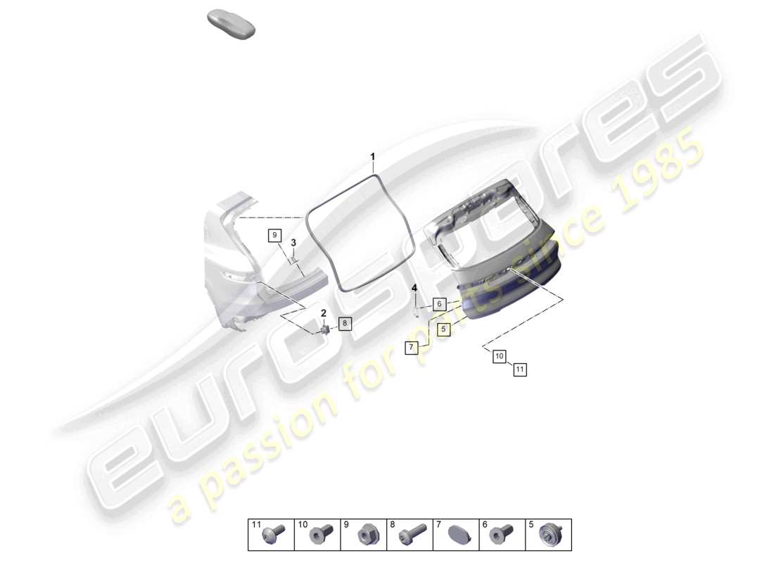 porsche 2025 (cayenne e3 pa) diagramme des pièces des accessoires du couvercle arrière