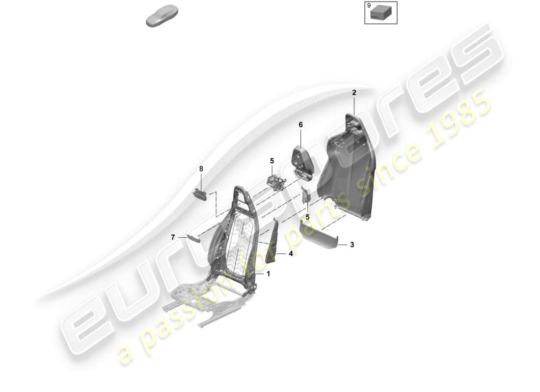 porsche 2024 (macan-e) cadre de dossier housse de dossier siège sport diagramme des pièces