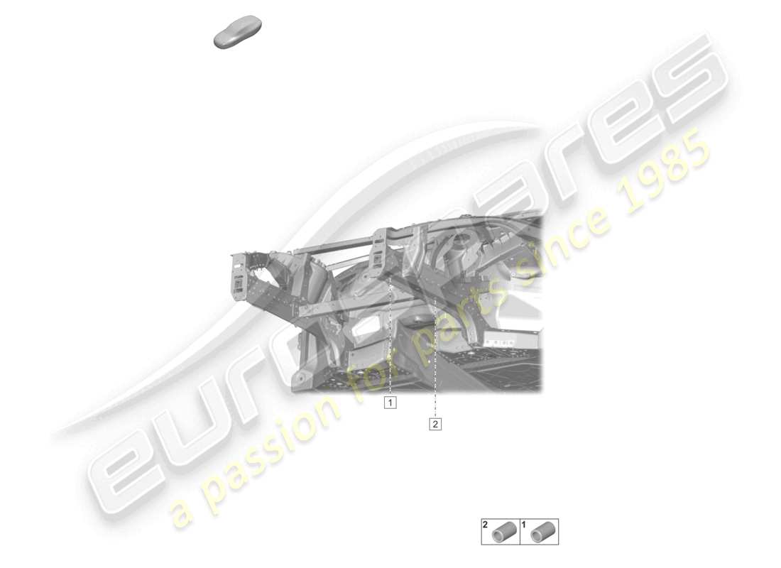 porsche 2023 (taycan 9j1-1) diagramme des pièces du longeron avant