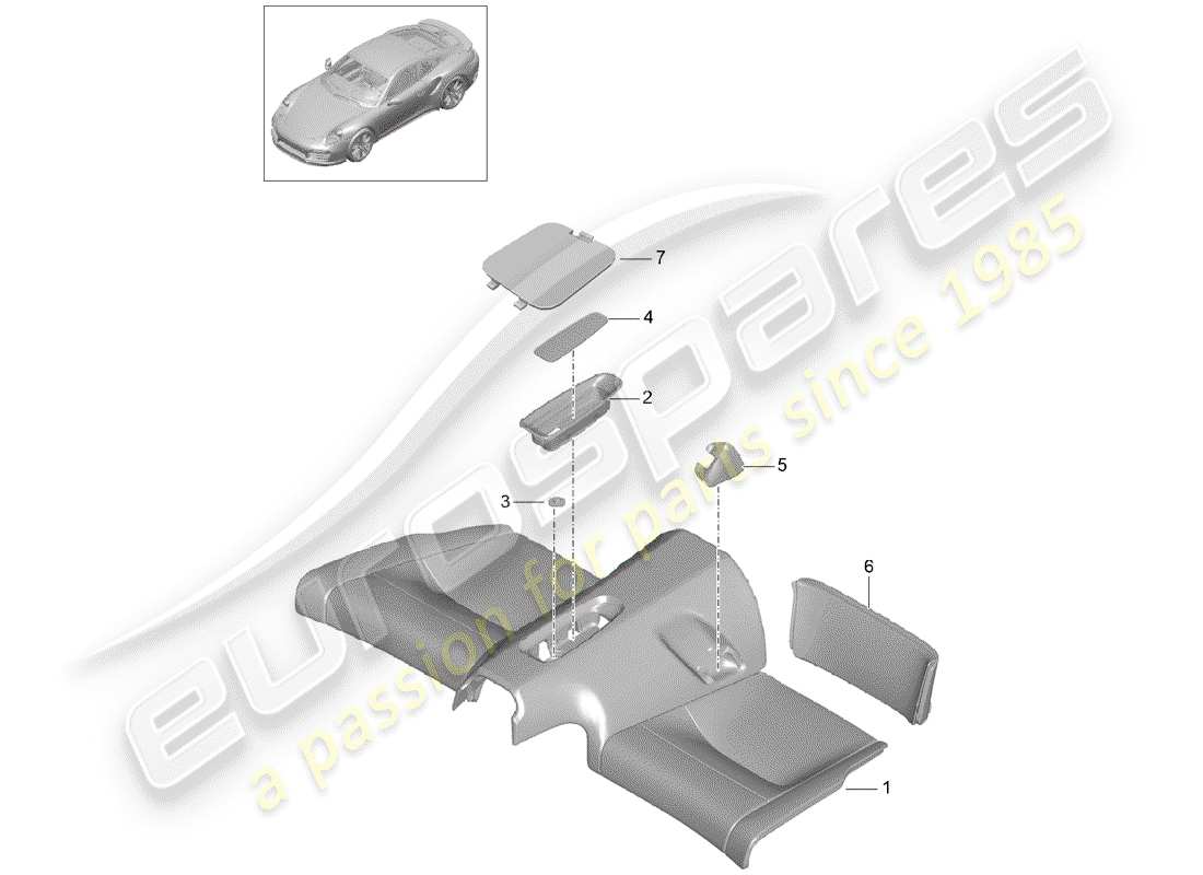 porsche 2018 (991-2 turbo) coussin de siège arrière schéma des pièces