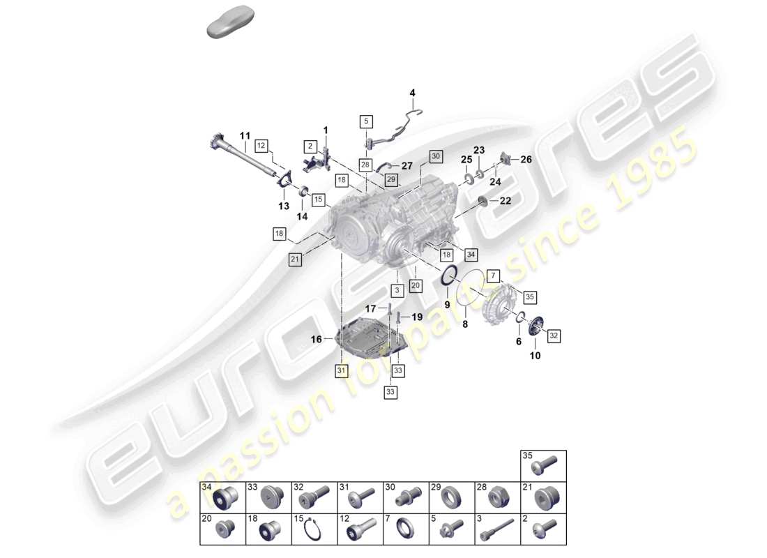 porsche 2024 (992-2) boîte de vitesses à double embrayage (pdk) pour véhicules à propulsion hybride. schéma des pièces