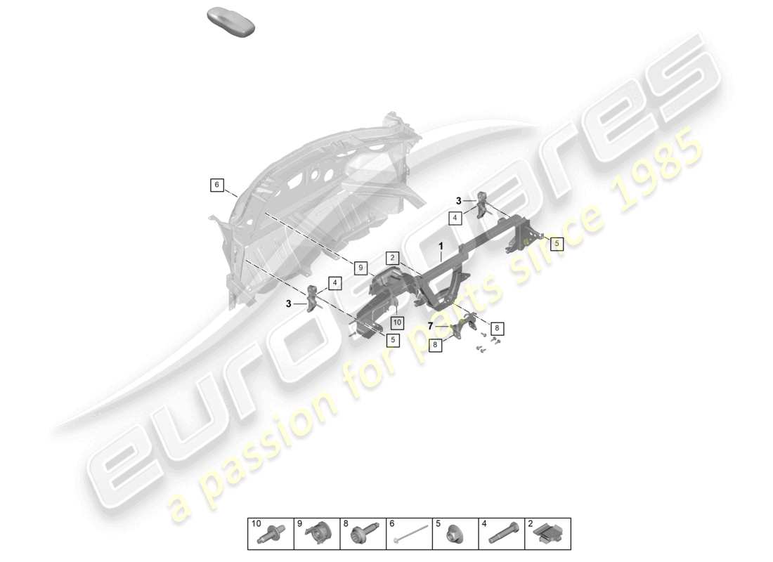 porsche 2025 (992-2 gt3) support de tableau de bord schéma des pièces