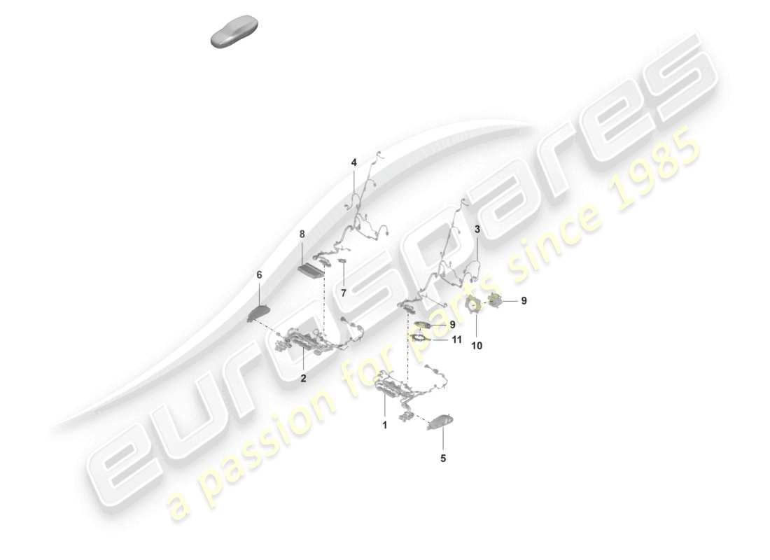porsche 2021 (panamera 971-2) schéma des pièces du dossier du siège sport