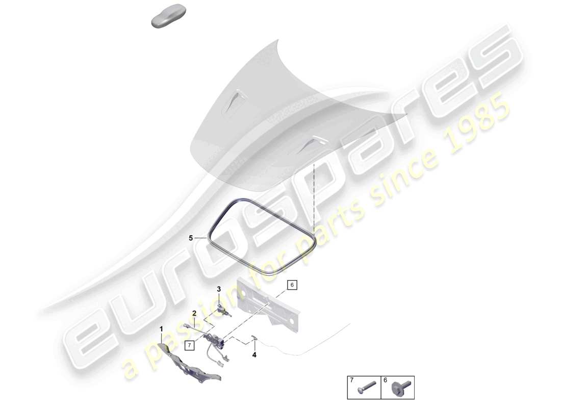 porsche 2021 (718 boxster spyder) diagramme des pièces de la face avant de la couverture
