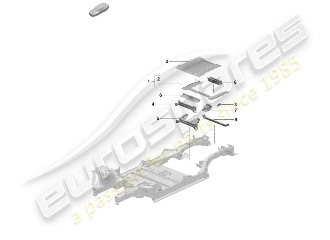 porsche 2025 (macan-e) plaque inférieure plancher du coffre à bagages traverse diagramme des pièces