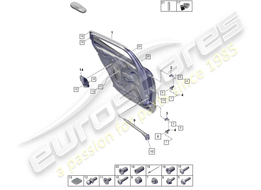 porsche 2025 (panamera 976) schéma des pièces de la coque de porte arrière