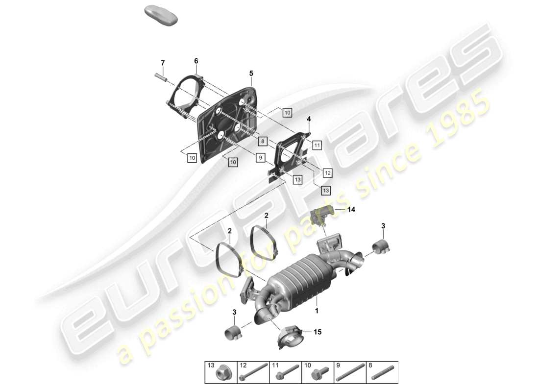 porsche 2023 (992-1 turbo / s) silencieux pour système d'échappement sport schéma des pièces