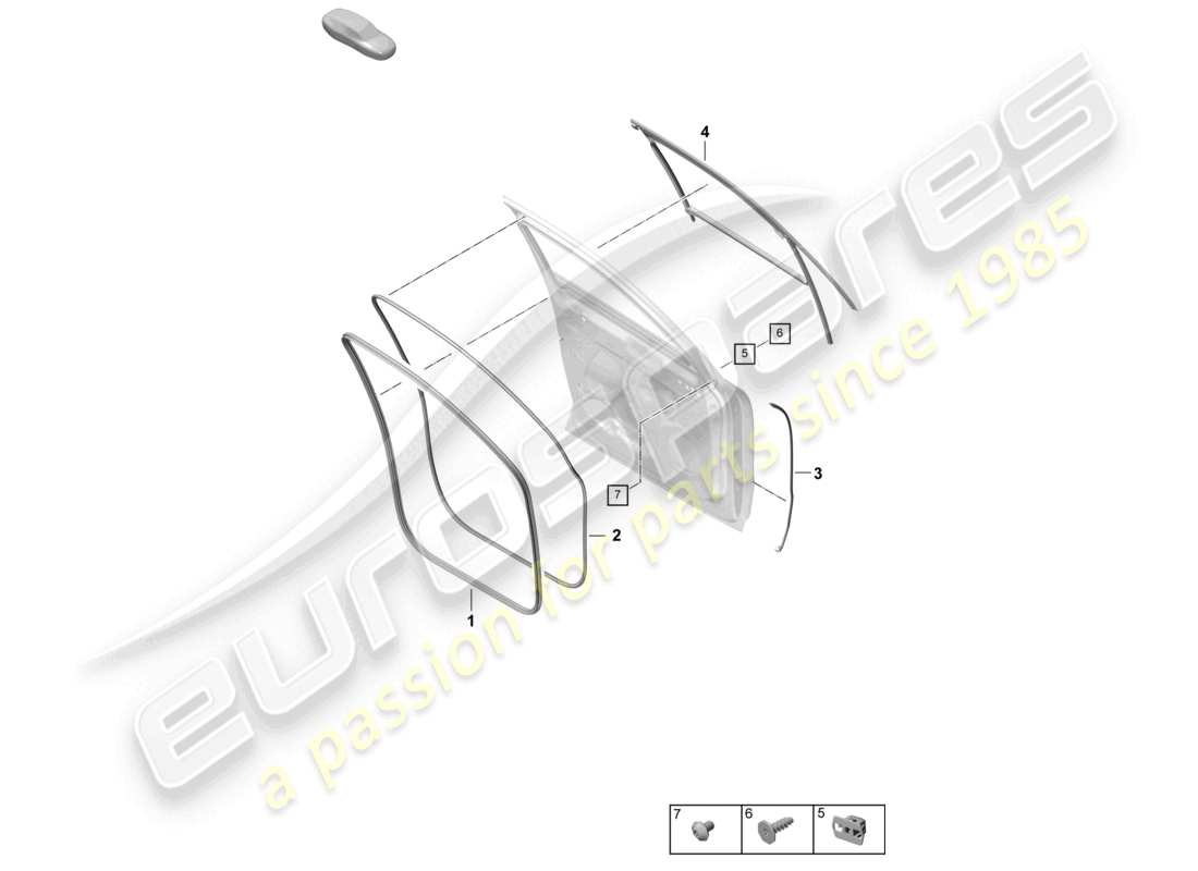 porsche 2025 (cayenne e3 pa) joint de porte avant accessoires coupé schéma des pièces