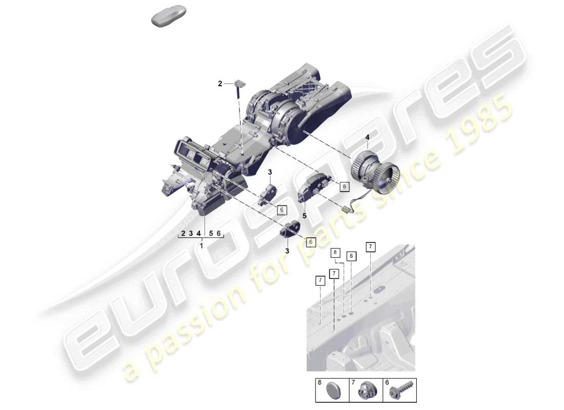 porsche 2026 (cayenne e3 pa) système de climatisation/chauffage arrière 4-zone climatronic, schéma des pièces de suralimentation