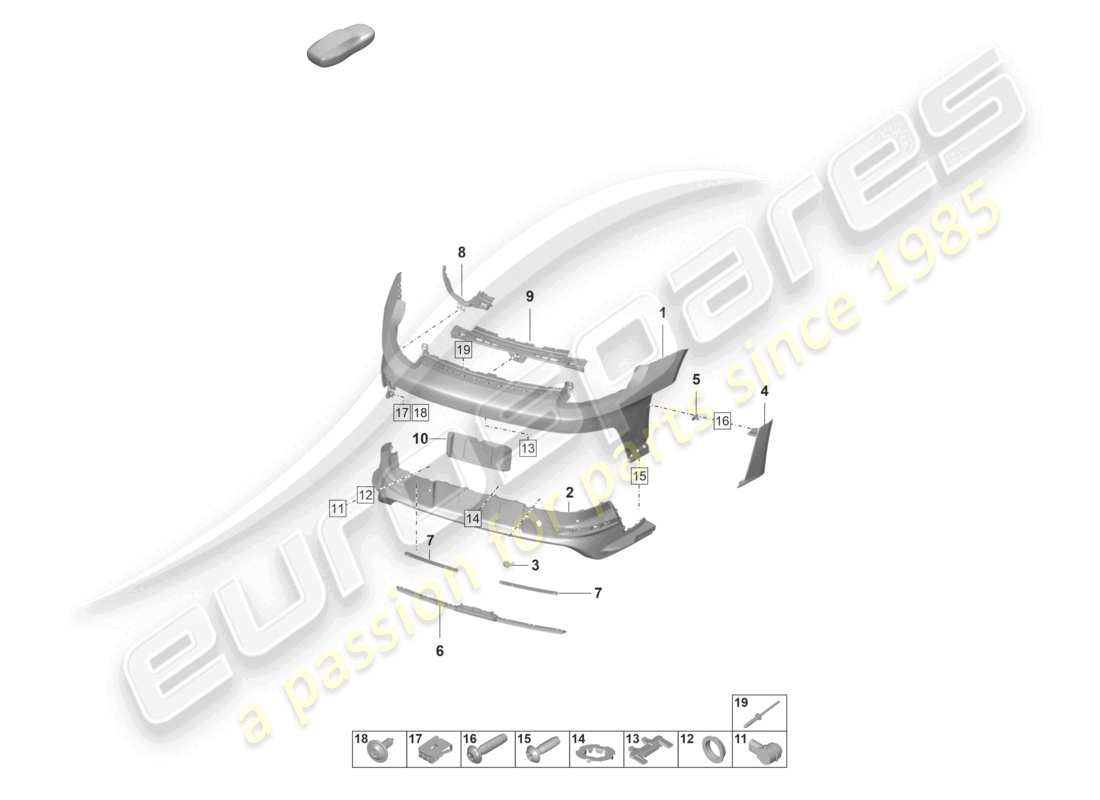 porsche 2023 (992-1 gt3/rs/st) pare-chocs arrière gt3 rs schéma des pièces