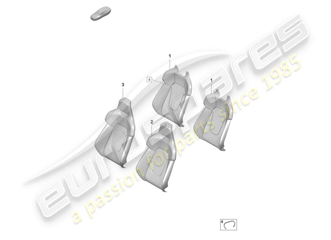 porsche 2023 (taycan 9j1-1) mousse pour appui-dos latéral. housse de dossier siège sport diagramme des pièces