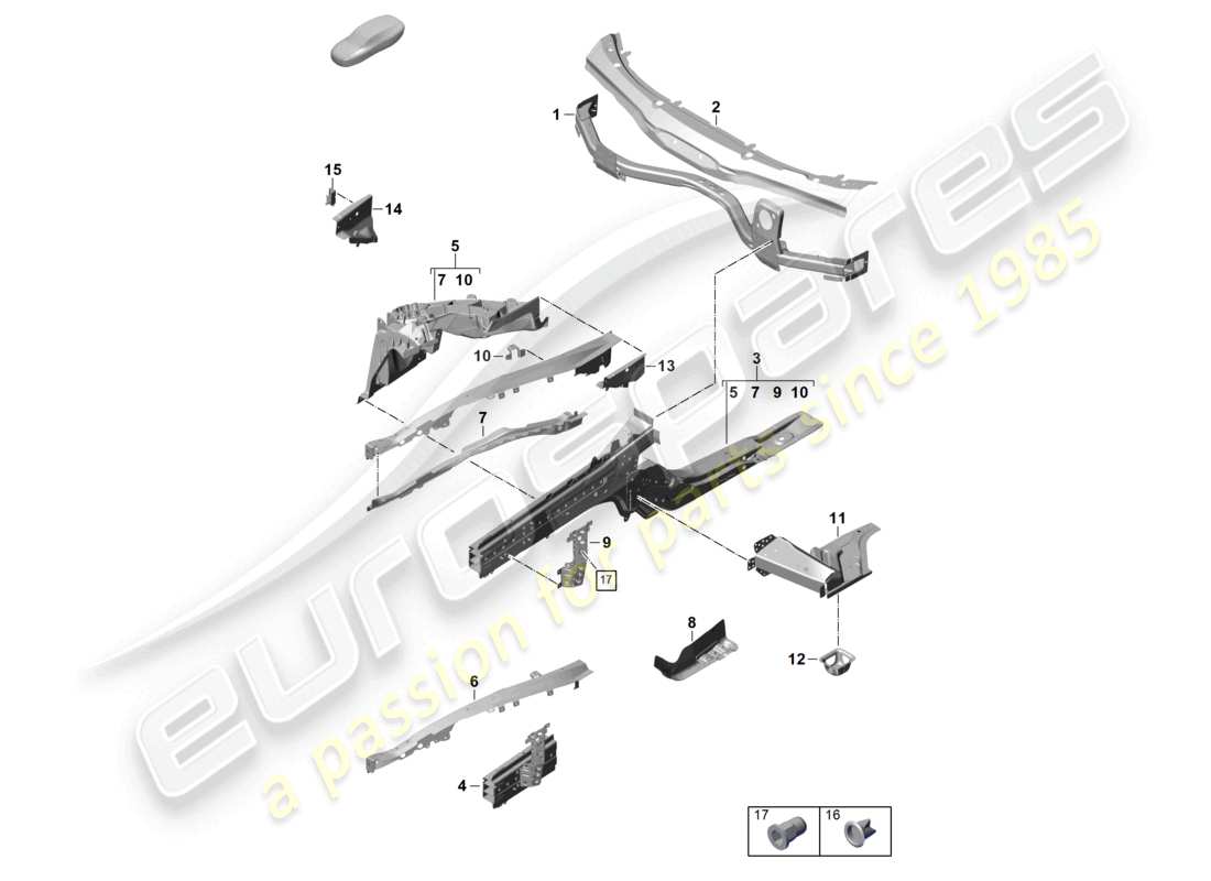 porsche 2026 (panamera 976) partie avant élément latéral pièces individuelles diagramme des pièces