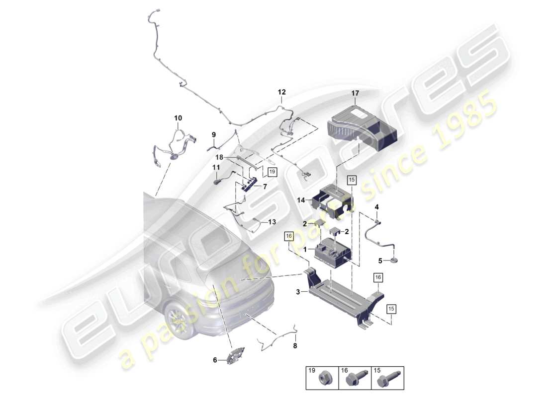 porsche 2026 (cayenne e3 pa) schéma des pièces du convertisseur de tension de la batterie 48 volts