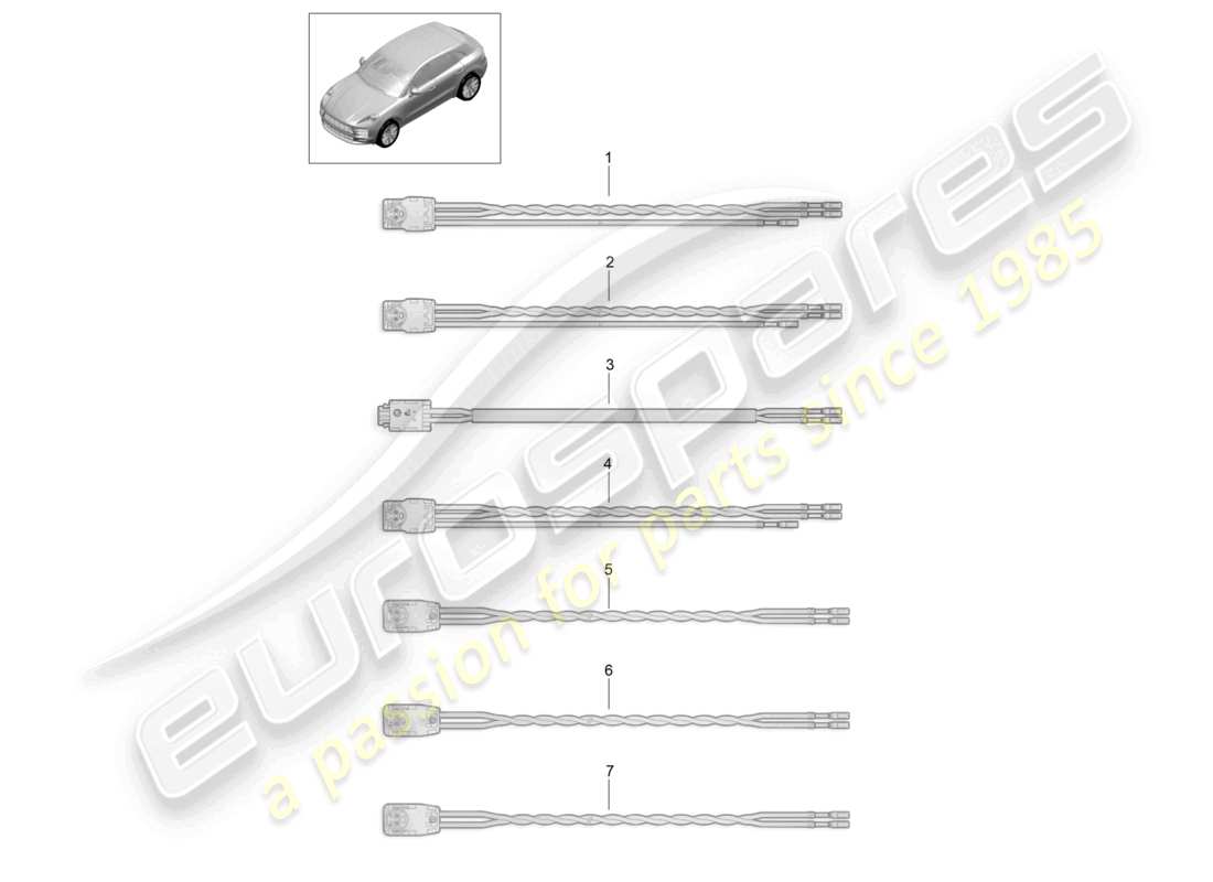 porsche 2023 (macan) schéma des pièces du jeu de câbles pour airbag de ceinture de sécurité