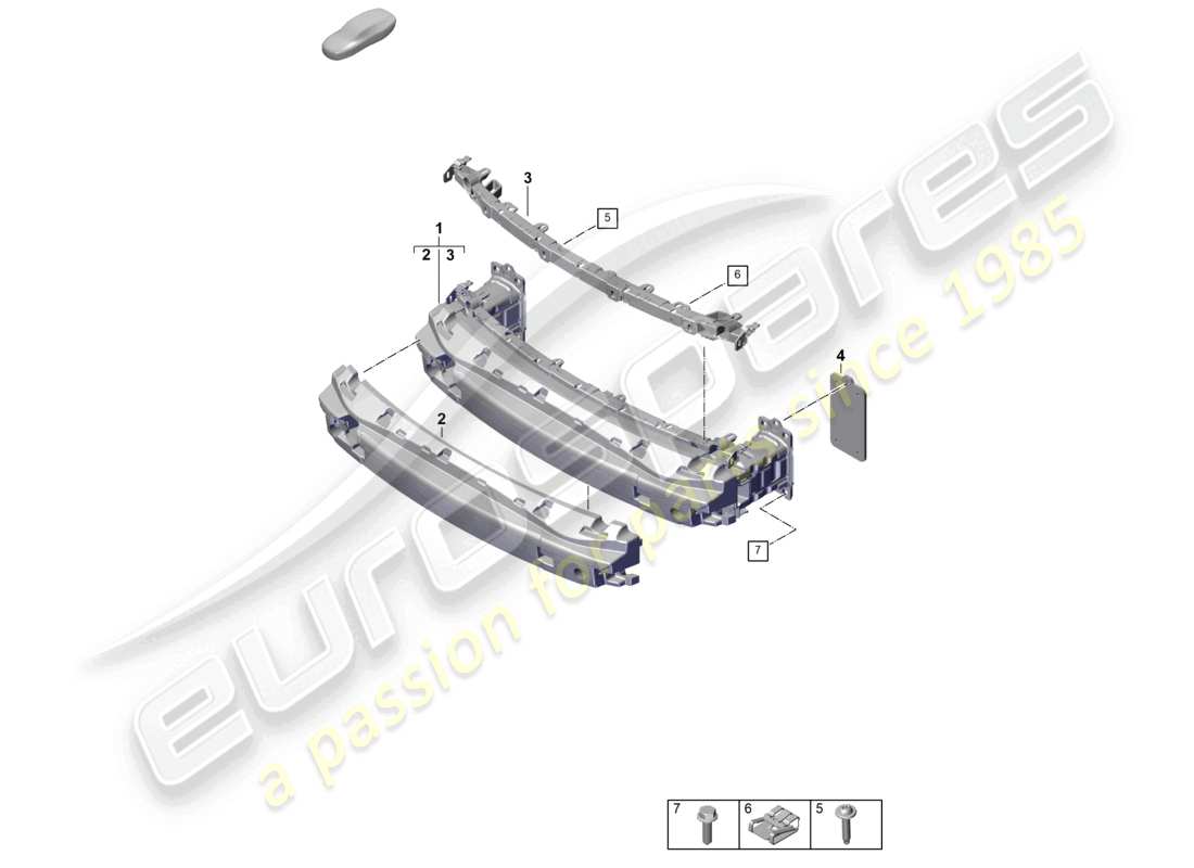 porsche 2026 (992-2 gt3) schéma des pièces du support de pare-chocs avant
