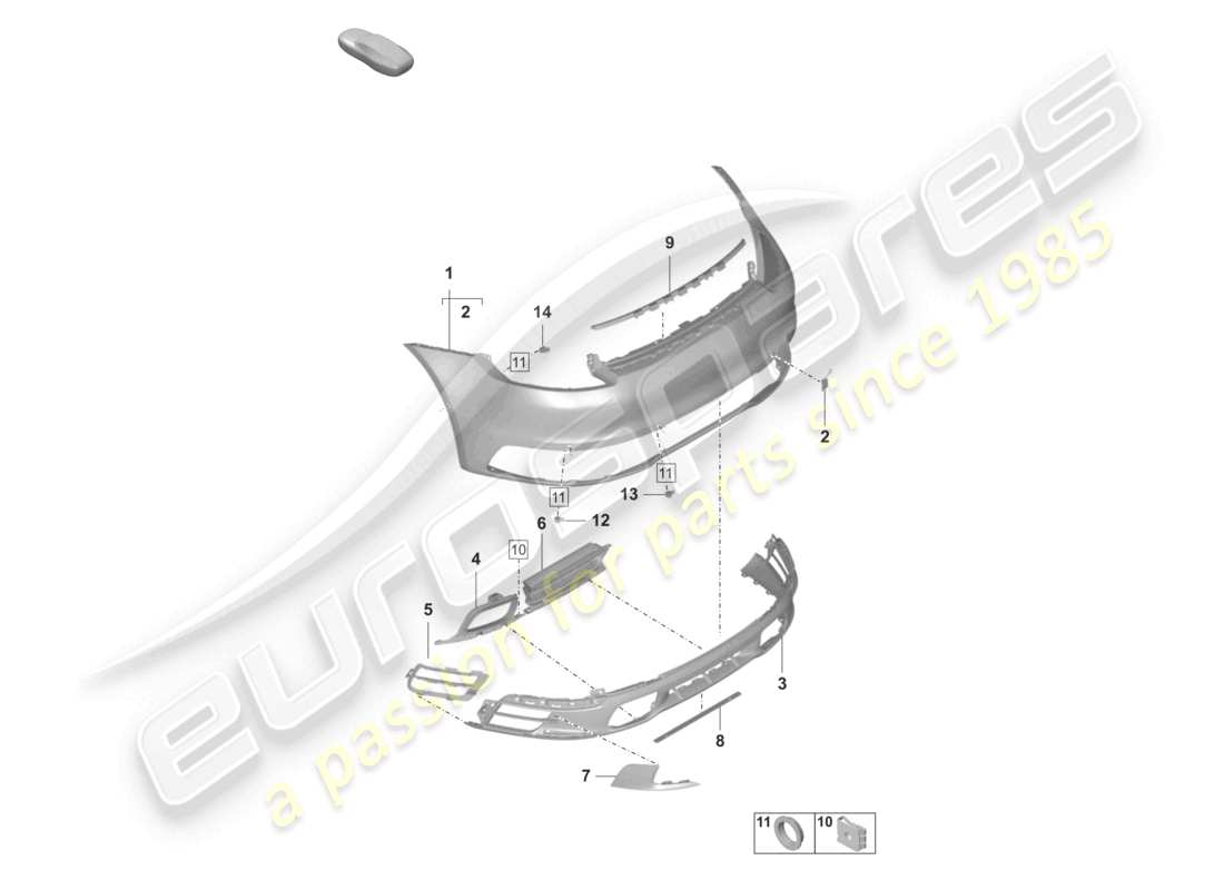 porsche 2024 (992-1) pare-chocs arrière sport design package de base avec : accessoires schéma des pièces