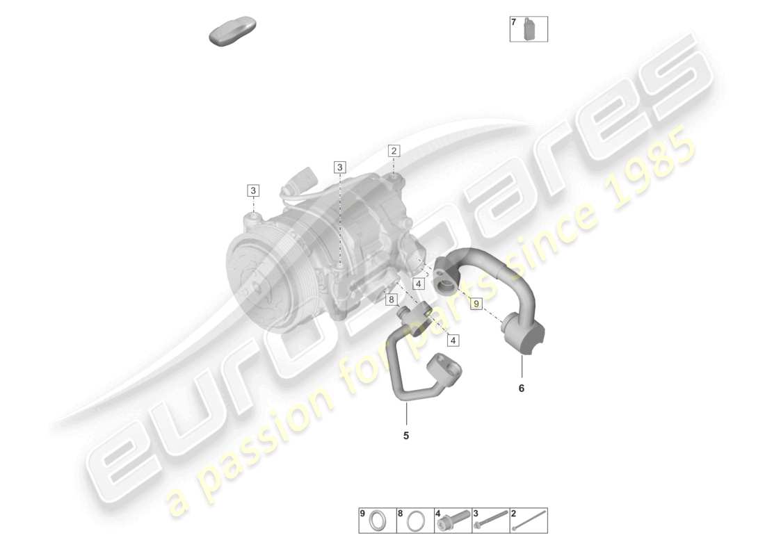 porsche 2022 (992-1 turbo / s) schéma des pièces du compresseur de climatisation kaeltemittel r134a