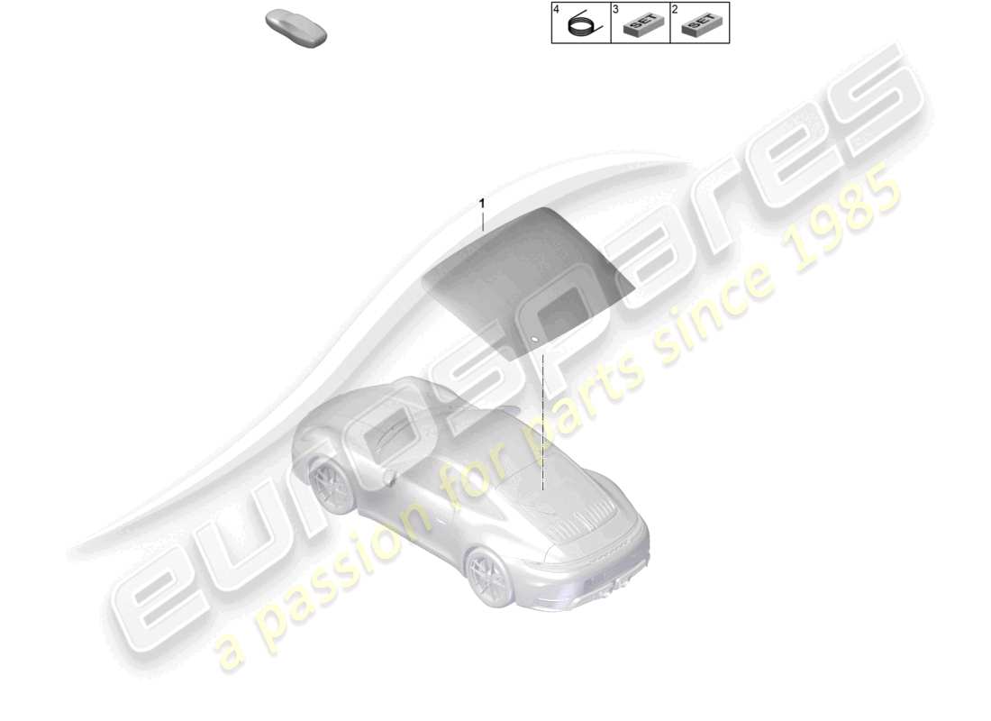 porsche 2024 (992-2) fenêtre arrière schéma des pièces