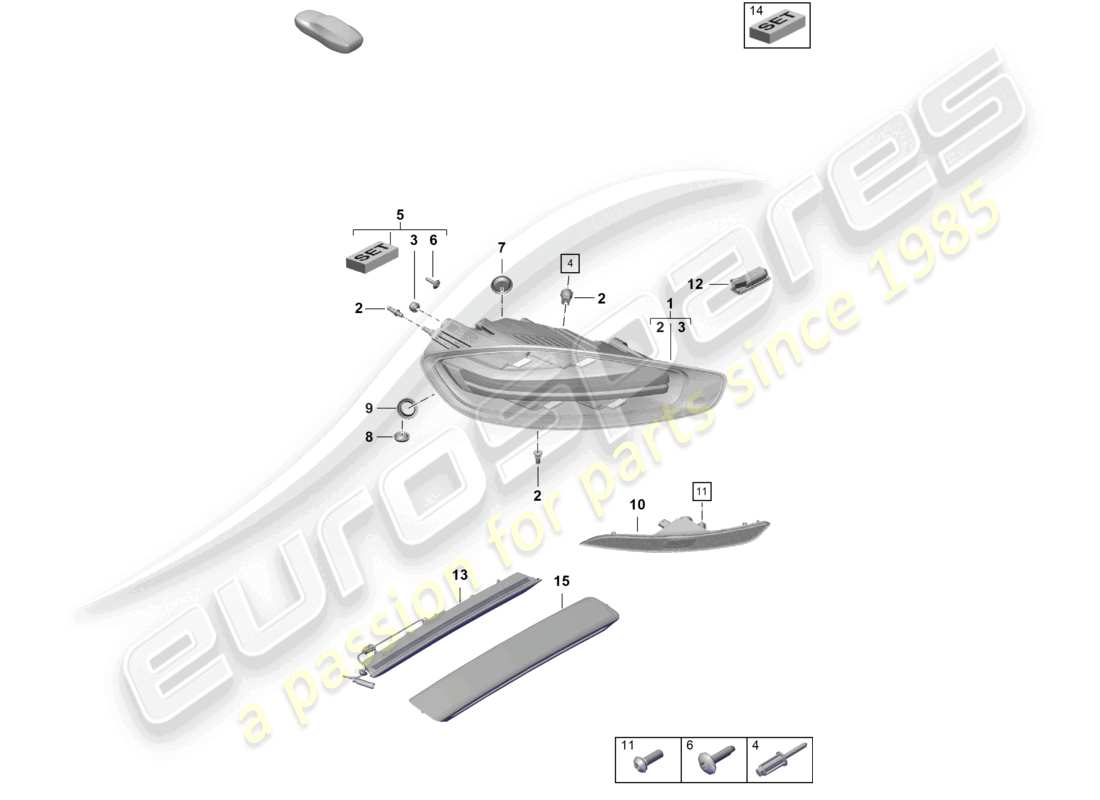 porsche 2021 (718 boxster spyder) feu arrière éclairage de plaque d'immatriculation feu stop supplémentaire feu antibrouillard arrière schéma des pièces