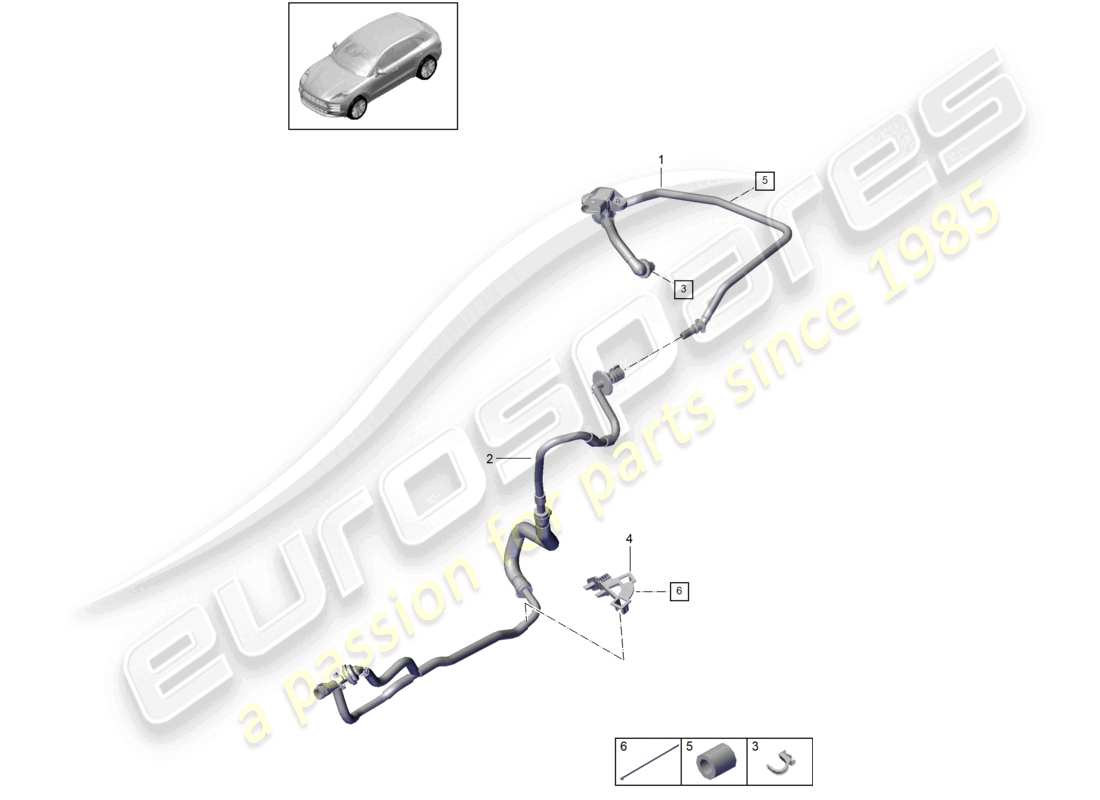 porsche 2021 (macan) diagramme de pièce de la ligne de vide