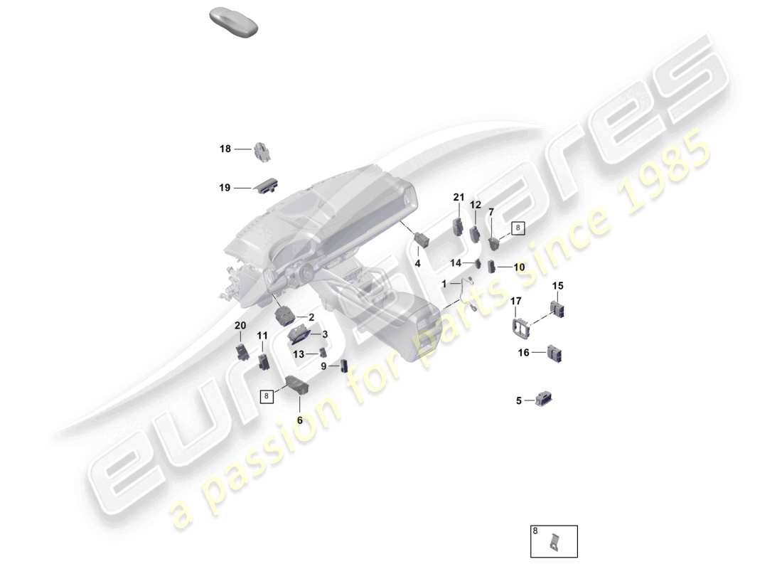porsche 2026 (cayenne e3 pa) schéma des pièces du commutateur de commande de commutateur