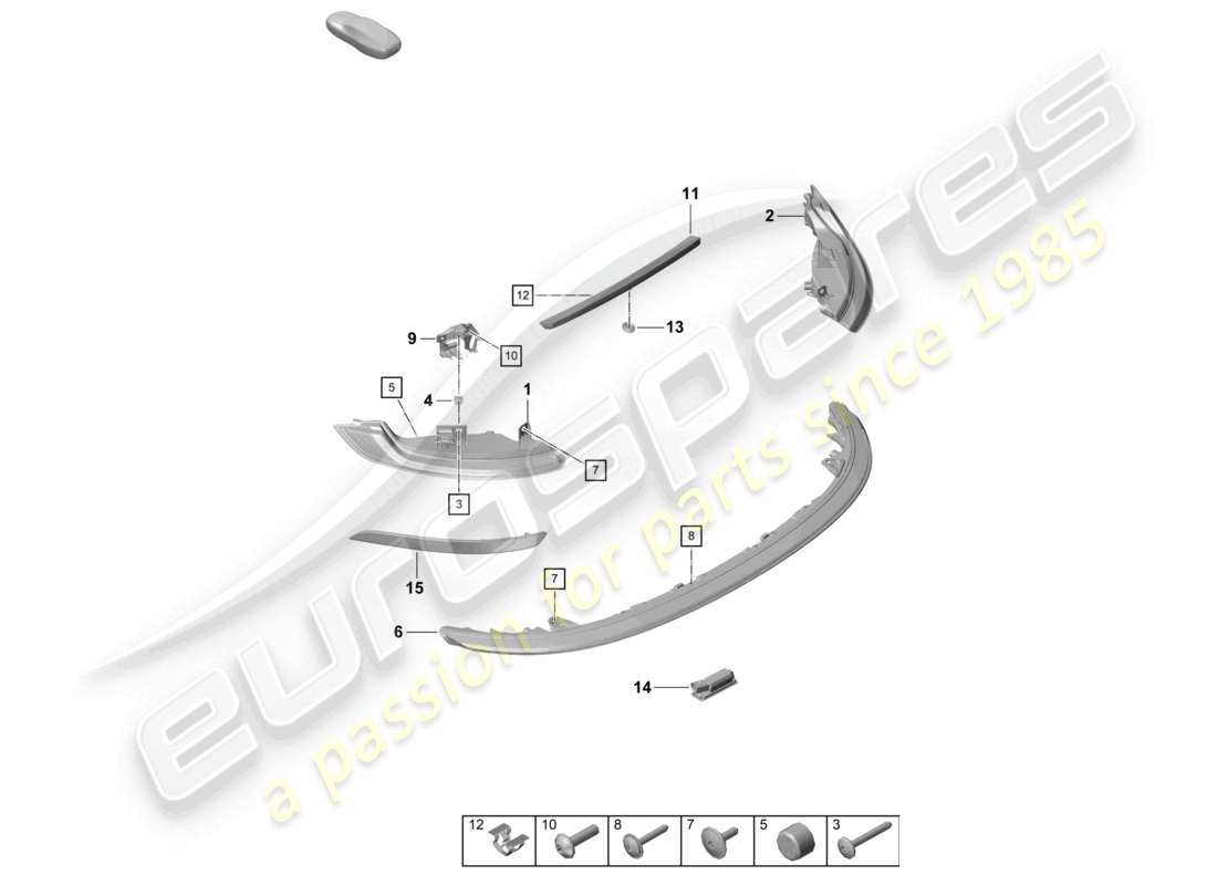 porsche 2022 (992-1 turbo / s) feu arrière feu stop supplémentaire éclairage de plaque d'immatriculation schéma des pièces