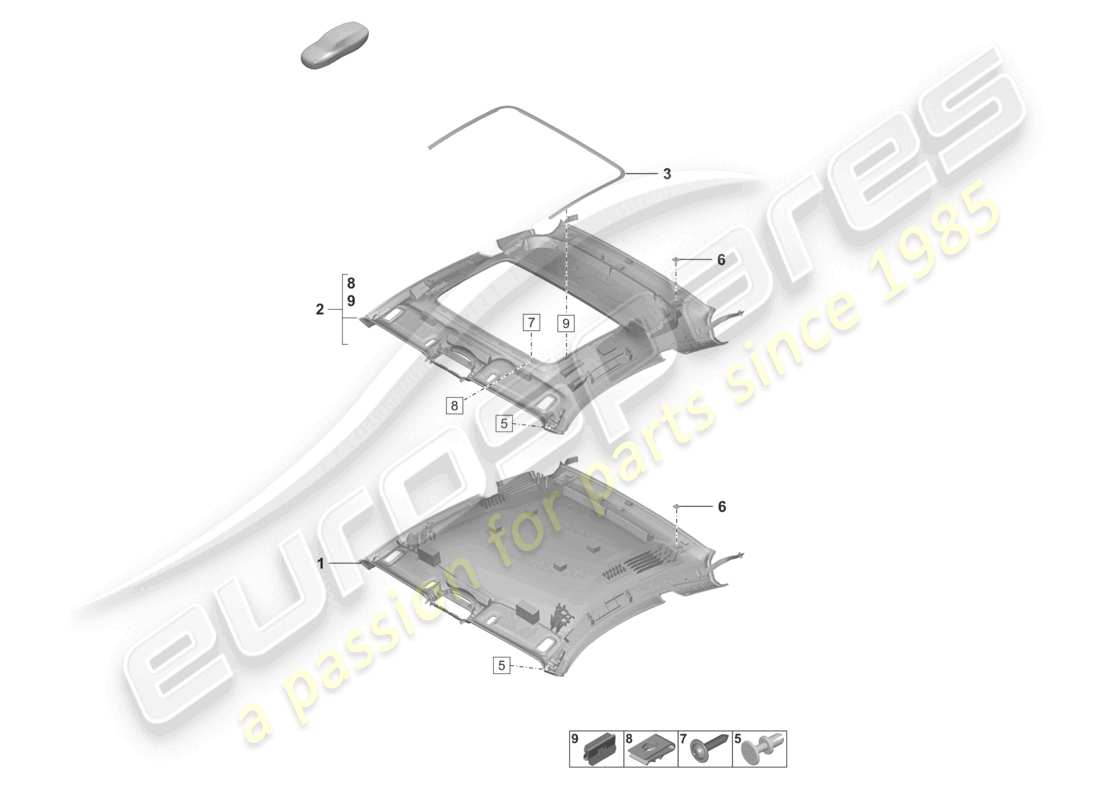 porsche 2024 (992-2) schéma des pièces des accessoires de garniture de toit