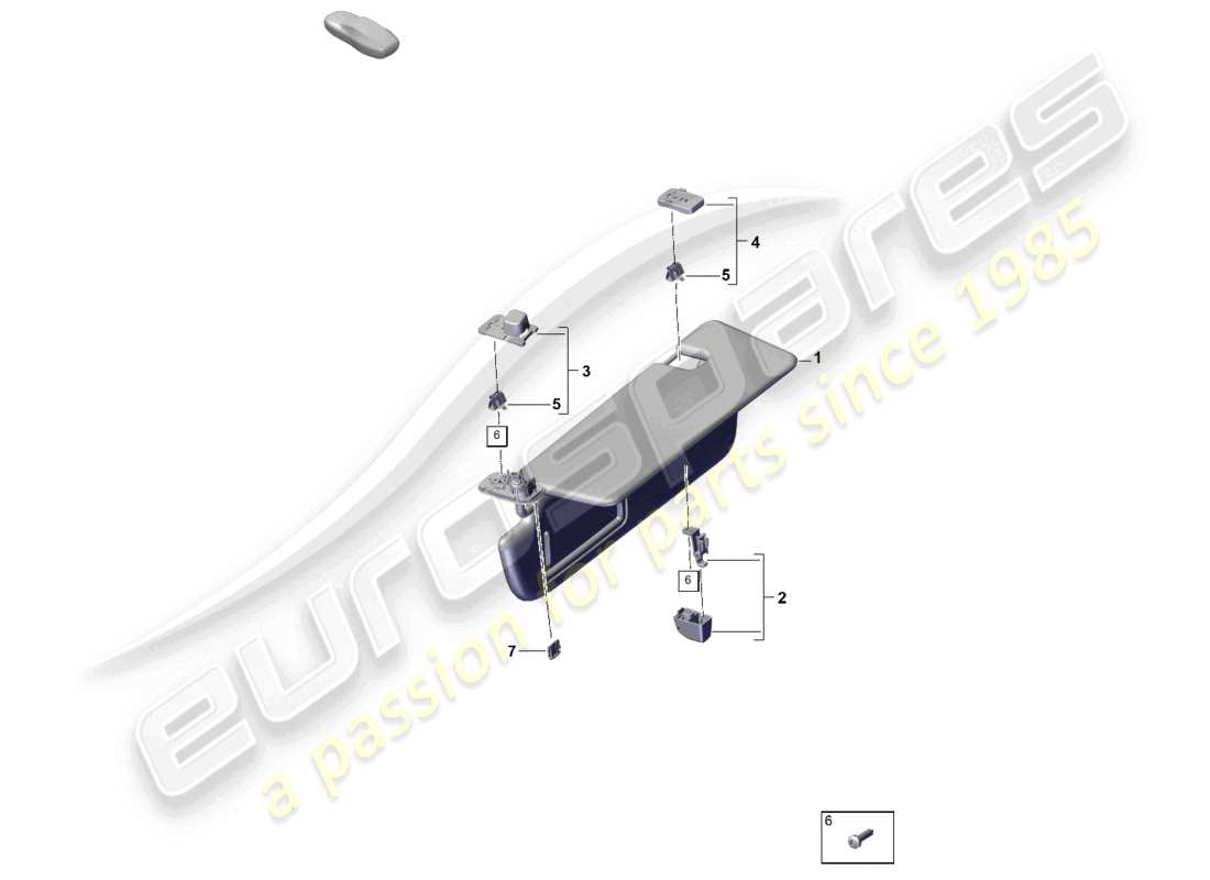 porsche 2026 (cayenne e3 pa) diagramme des pièces des pare-soleil