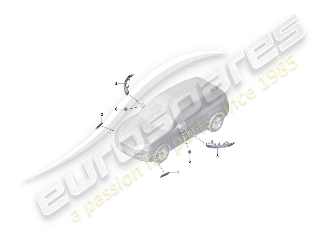 porsche 2026 (cayenne e3 pa) schéma des pièces du répétiteur de clignotant du feu de position latéral