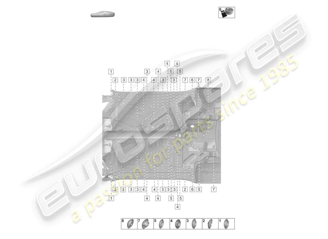 porsche 2022 (992-1 turbo / s) bouchons pour carrosserie extérieure inférieure schéma des pièces du soubassement de la voiture