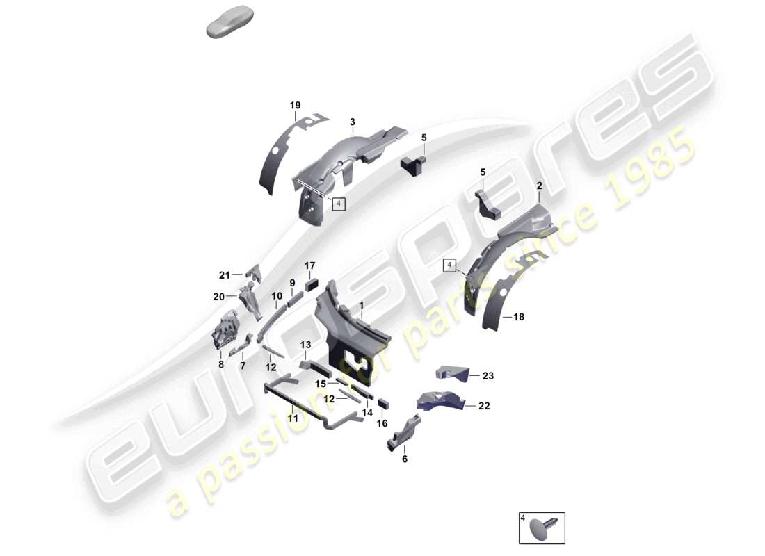 porsche 2026 (992-2 gt3) diagramme des pièces du corps d'amortissement de l'amortisseur de bruit