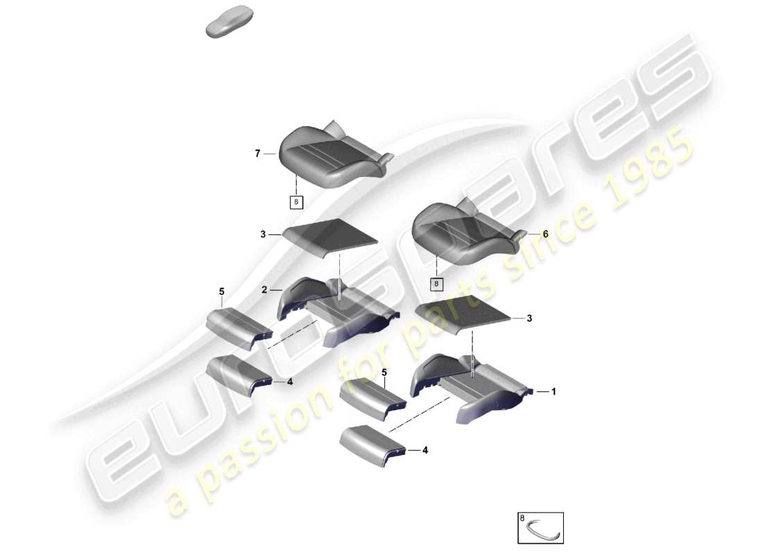 porsche 2026 (cayenne e3 pa) pièce en mousse coussin de siège siège confort schéma des pièces