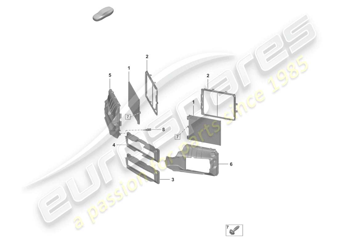 porsche 2023 (992-1) condenseur de climatisation boîtier de guidage d'air pack sport design diagramme des pièces
