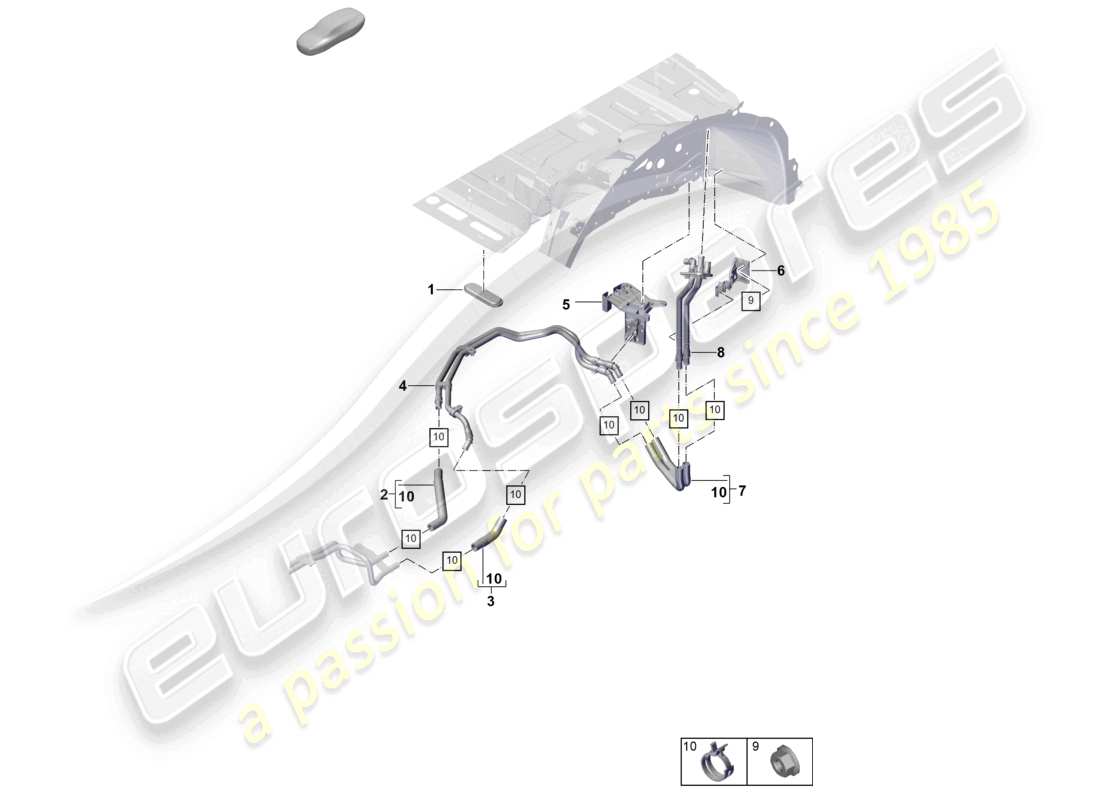 porsche 2026 (cayenne e3 pa) chauffage arrière système de refroidissement de la batterie pour véhicules à propulsion hybride schéma des pièces