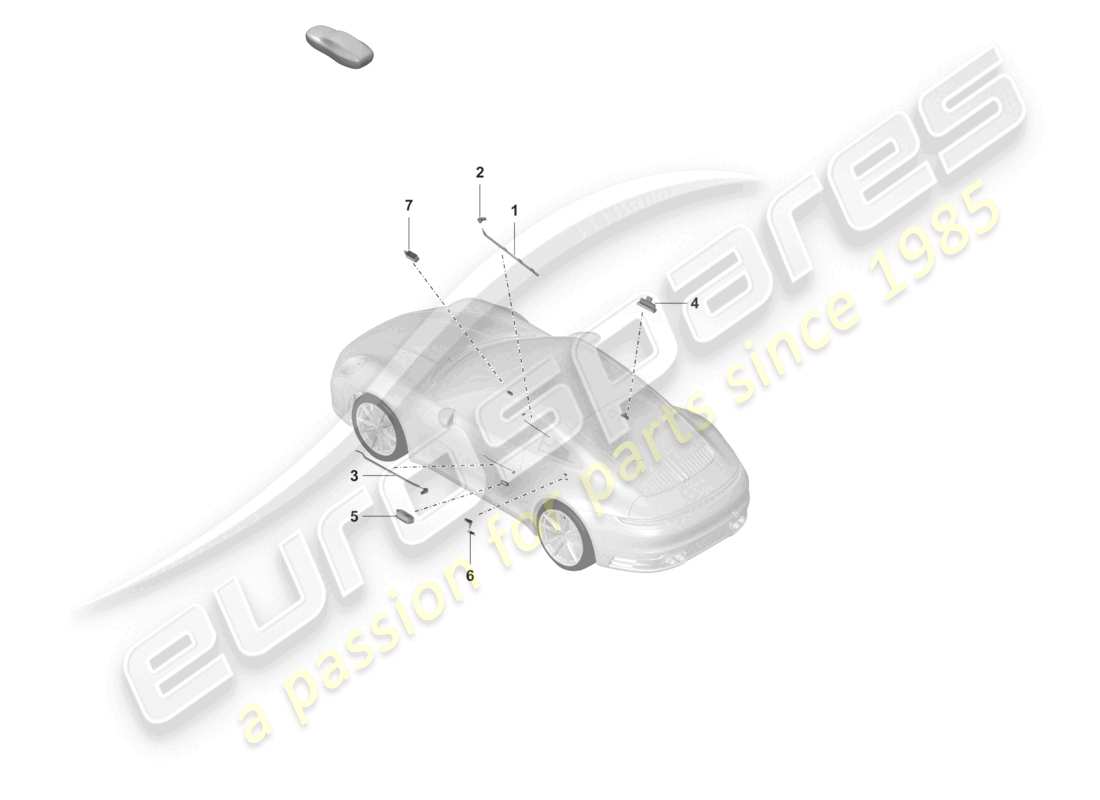 porsche 2024 (992-2) éclairage intérieur témoin d'avertissement de porte éclairage du plancher diagramme des pièces