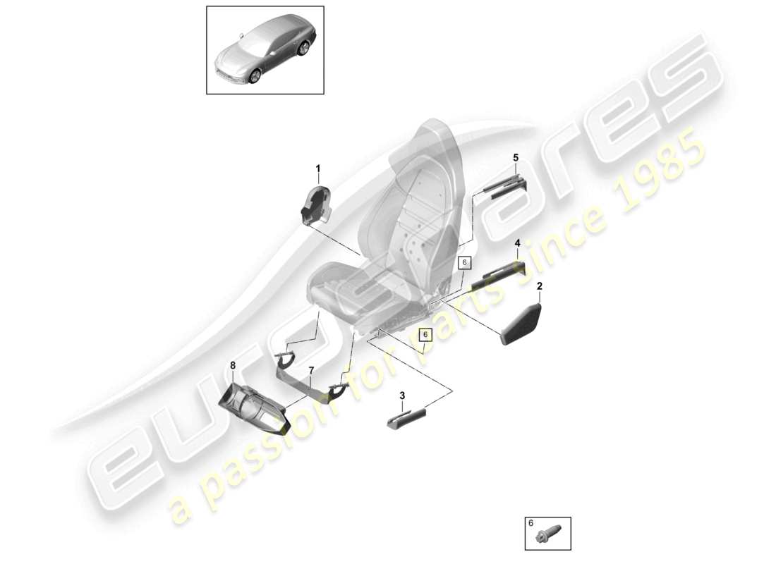 porsche 2021 (panamera 971-1) siège avant (complet) plus disponible siège sport schéma des pièces