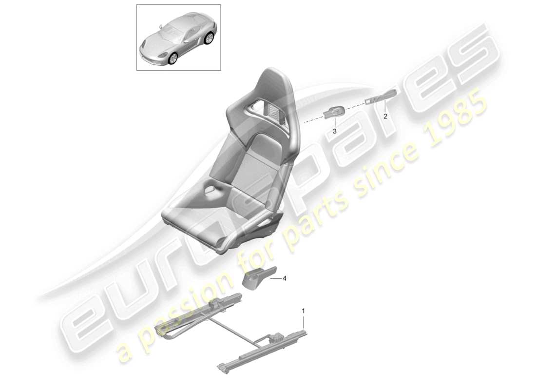 porsche 2025 (718 cayman) siège baquet rabattable (complet) plus disponible schéma des pièces