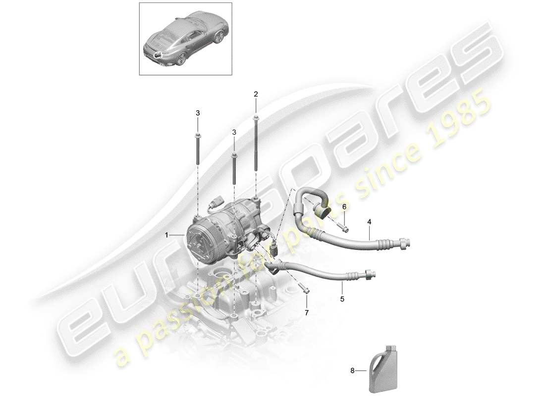 porsche 2018 (991-2 turbo) compresseur schéma des pièces