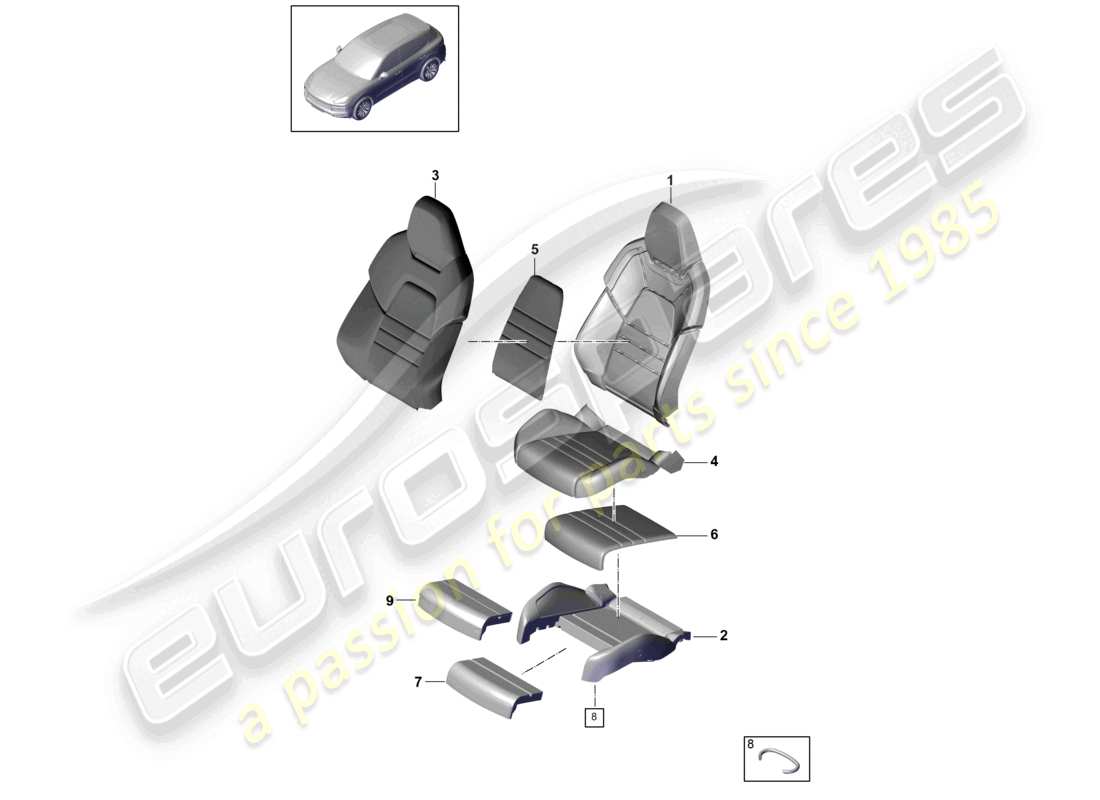 porsche 2024 (cayenne e3 9ya/9yb) pièce en mousse housse de siège siège sport d >>- 05.04.2020 schéma des pièces