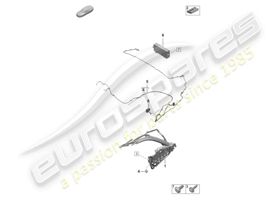 porsche 2024 (992-2) côté du cadre supérieur pièces individuelles et pièces électriques schéma des pièces