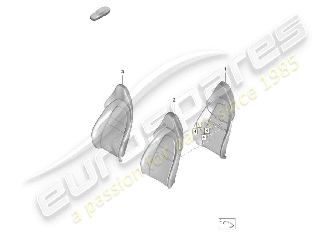 porsche 2022 (panamera 971-2) section en mousse pour appui latéral. housse de dossier siège confort diagramme des pièces
