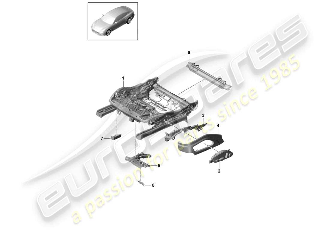 porsche 2021 (panamera 971-1) cadre de siège siège standard schéma des pièces