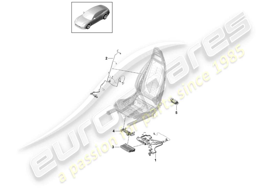 porsche 2021 (panamera 971-1) faisceaux de câbles dossier de siège siège confort schéma des pièces