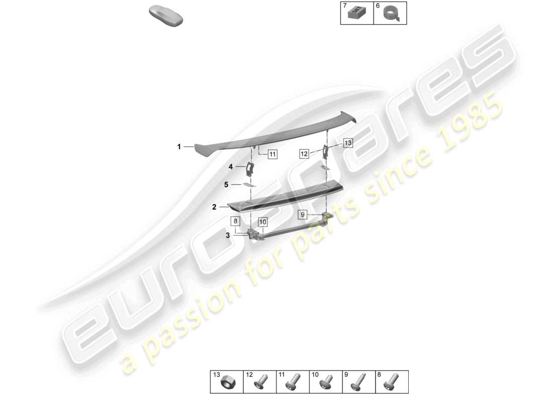 porsche 2026 (taycan 9j1-2) spoiler arrière schéma des pièces