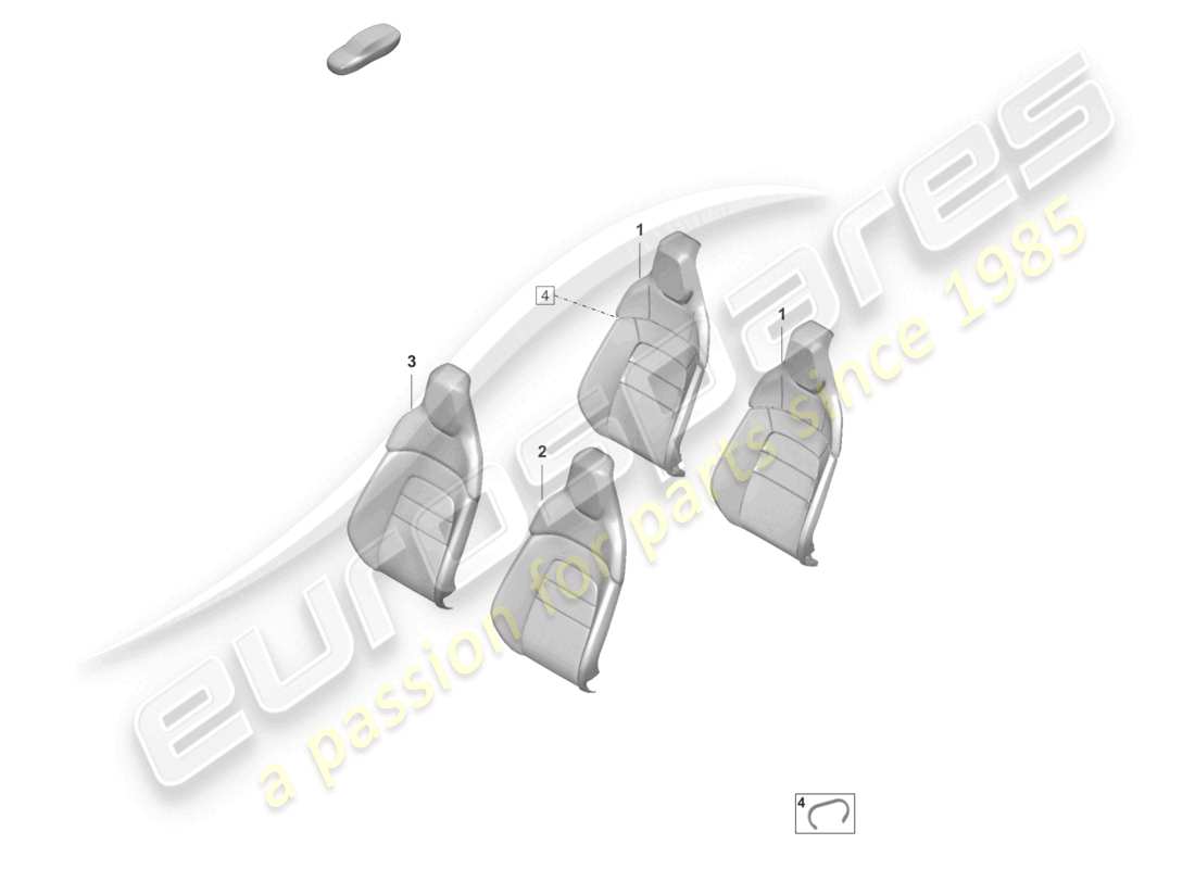 porsche 2026 (taycan 9j1-2) pièce en mousse housse de dossier siège standard schéma des pièces